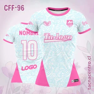 Camiseta de futbol femenino Floreado celeste rosado