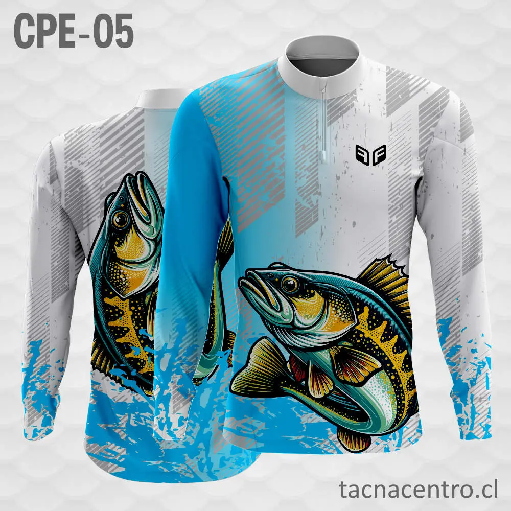 Camiseta de Pesca Celestes Blanco