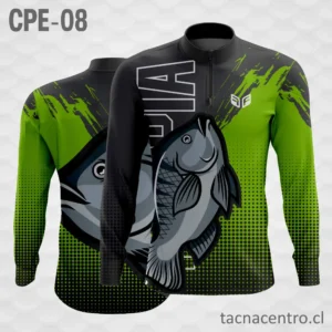 Camiseta de Pesca Negro Verde Pez