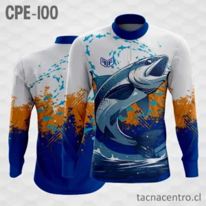 Camiseta de Pesca blanco azul naranja