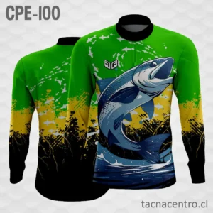 Camiseta de Pesca Verde Amarillo Negro