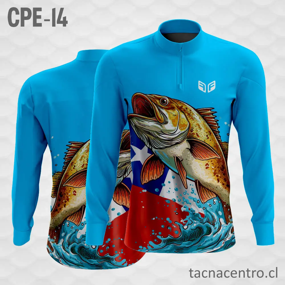 Camiseta de Pesca Celeste Bandera Chile