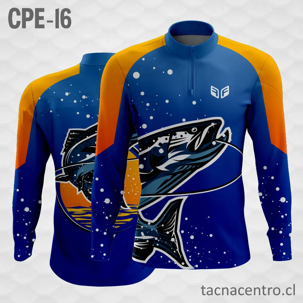 Camiseta de Pesca Burbujas Azul Naranja