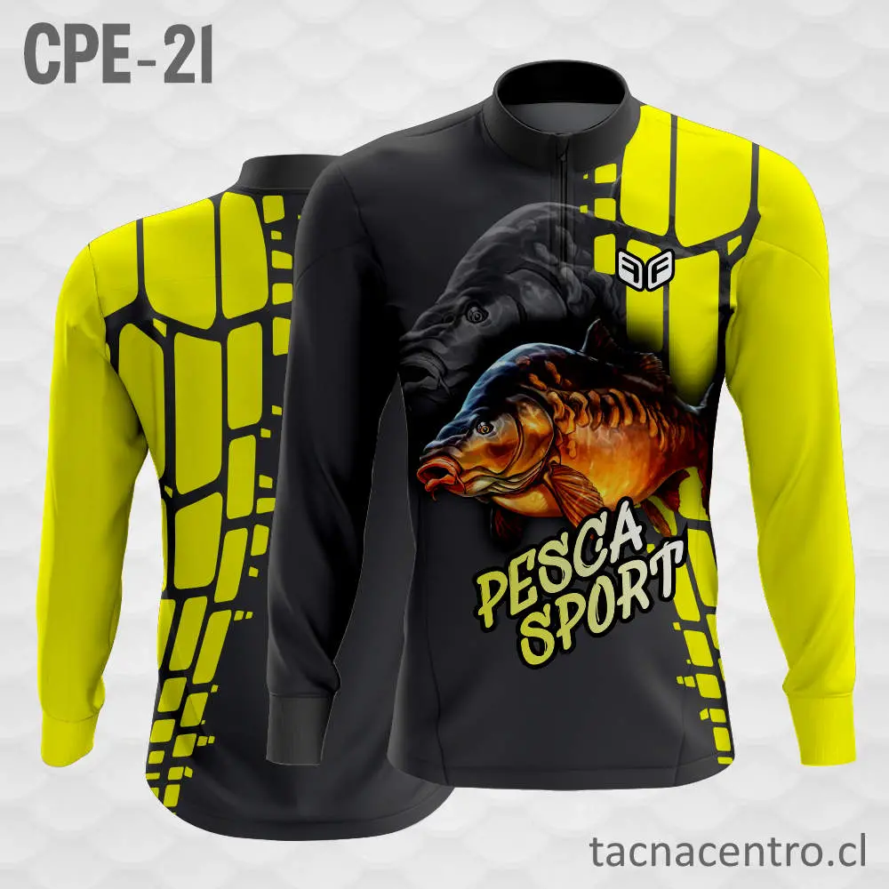 Camiseta de Pesca Amarillo Negro Sport