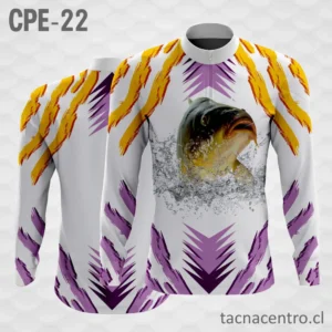 Camiseta de Pesca Blanco Lila Amarillo