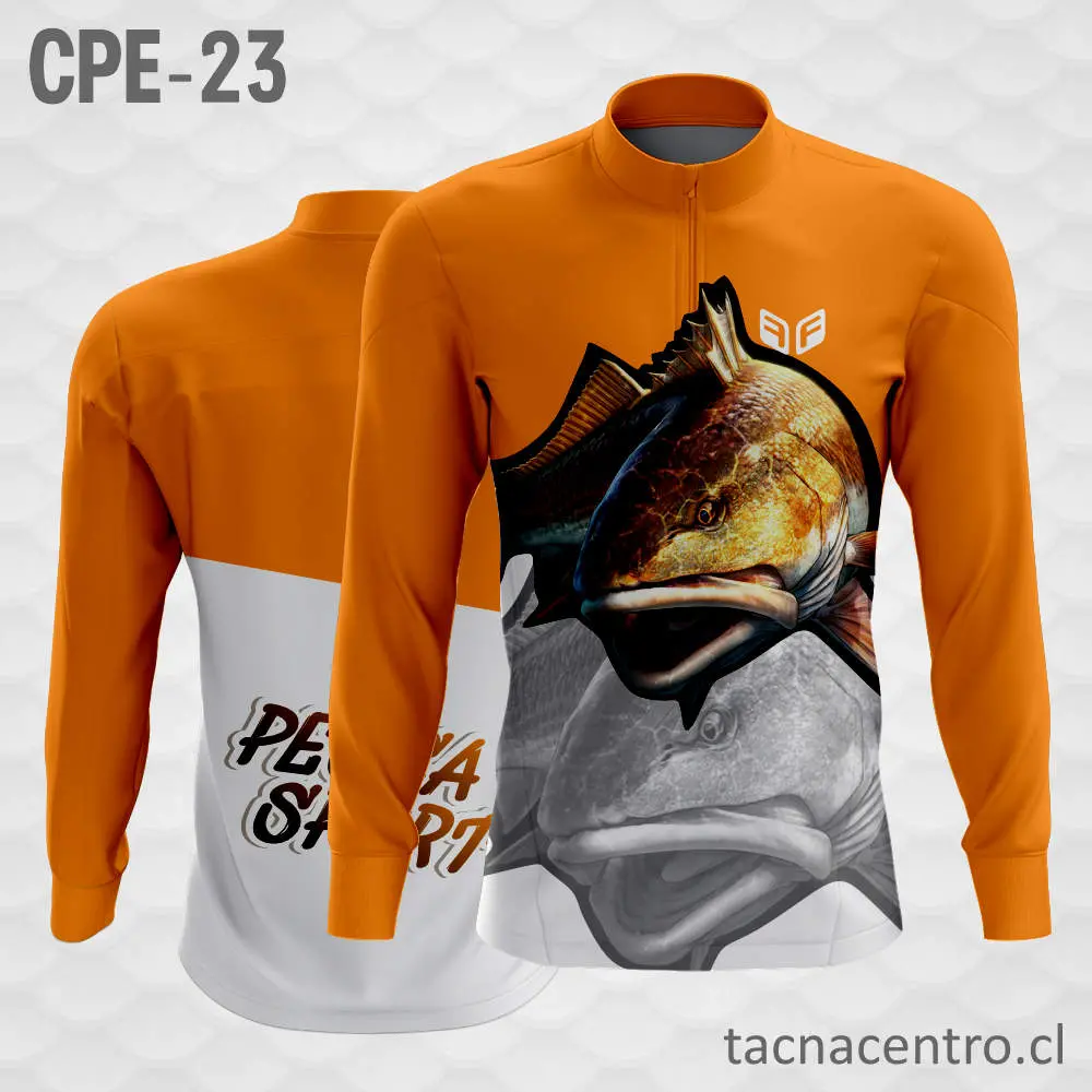 Camiseta de Pesca Naranja Sombra Pescado