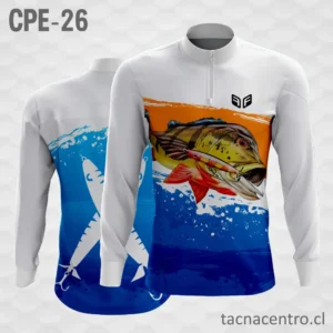 Camiseta de Pesca Blanco Naranja Celeste