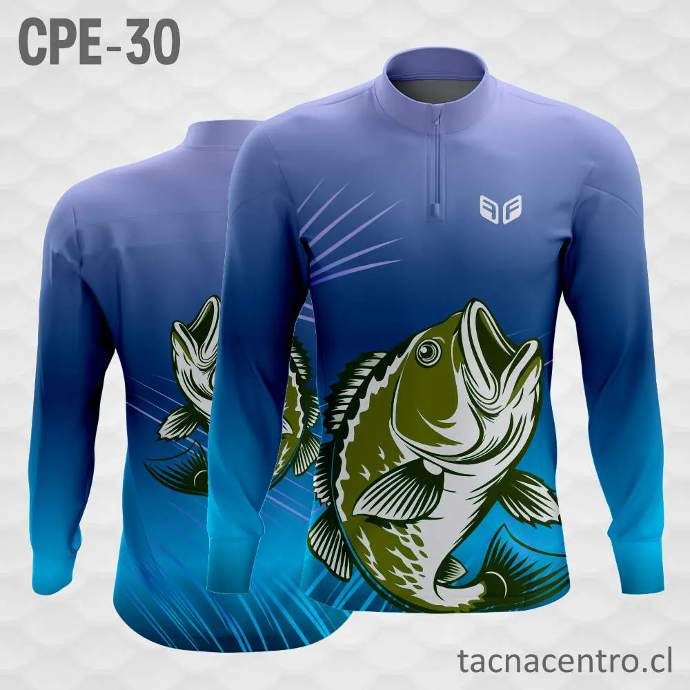 Camiseta de Pesca Azul Pescado Saltando