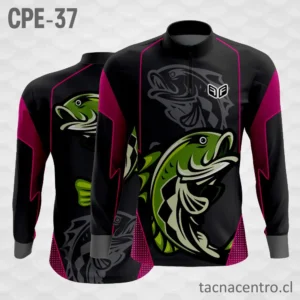 Camiseta de Pesca Negro Rosado Moderno