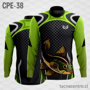 Camiseta de Pesca Verde Negro Escamas