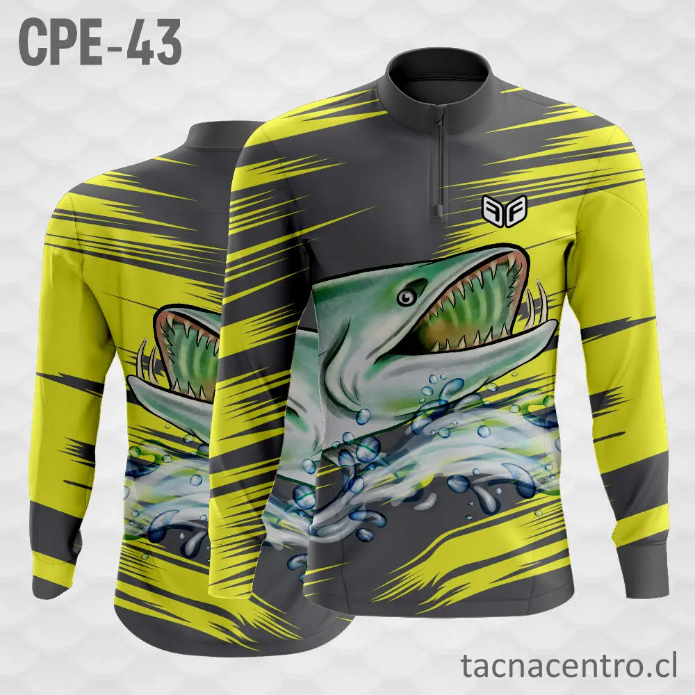 Camiseta de Pesca Amarillo Negro Olas