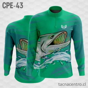 Camiseta de Pesca verde Olas y pescado