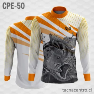 Camiseta de Pesca Blanca Pescado naranja
