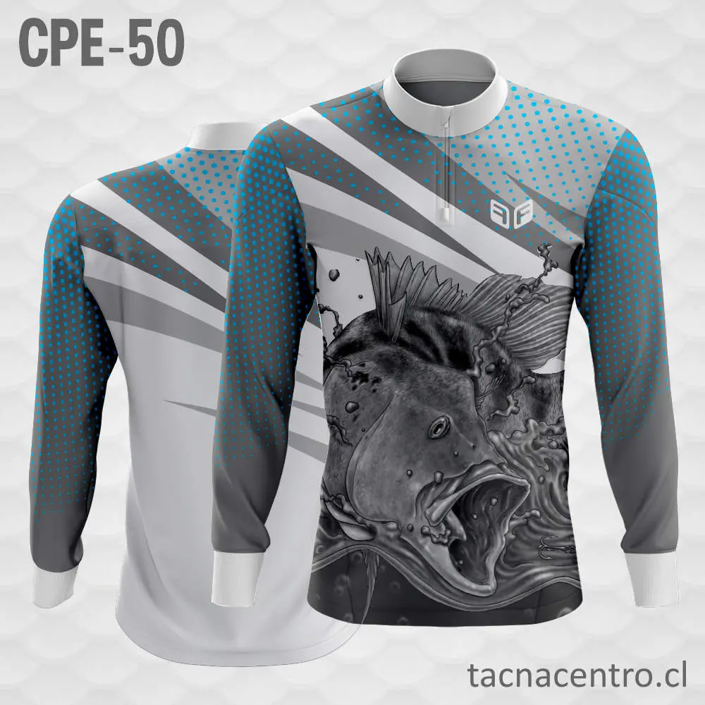 Camiseta de Pesca Blanca Pescado Gris