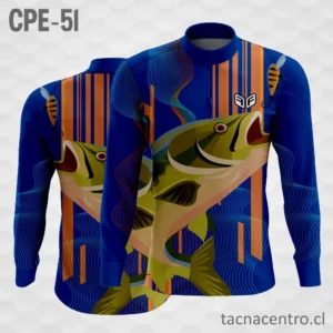 Camiseta de Pesca Azul Naranja Pez
