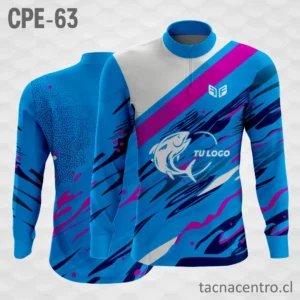 Camiseta de Pesca Celeste Rosado Blanco