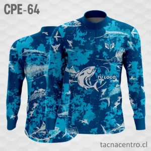 Camiseta de Pesca Manchas Celestes y Blancas