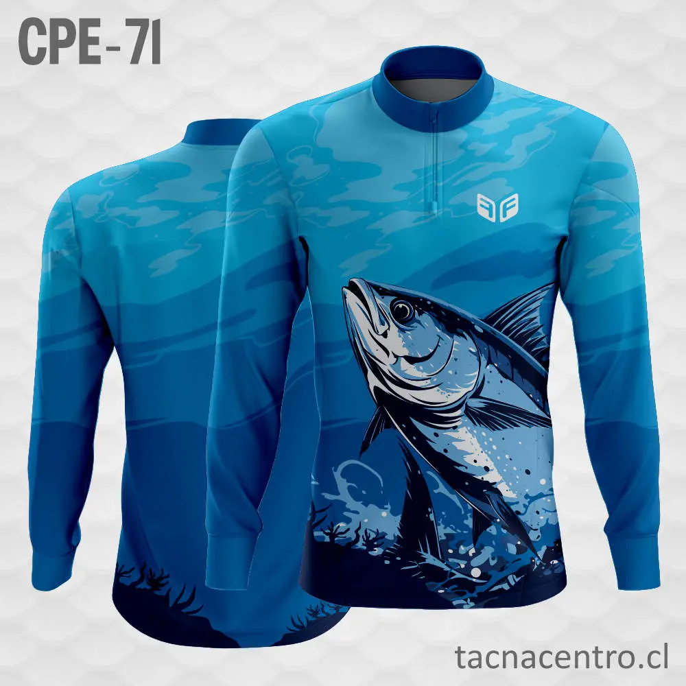 Camiseta de Pesca Olas Celeste