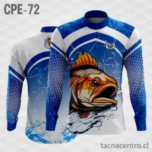Camiseta de Pesca azul blanco