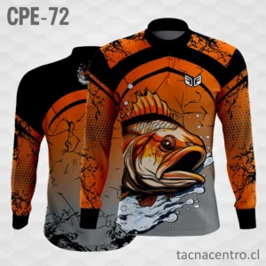 Camiseta de Pesca Naranja Negro