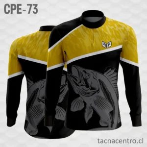 Camiseta de Pesca negro franja amarilla