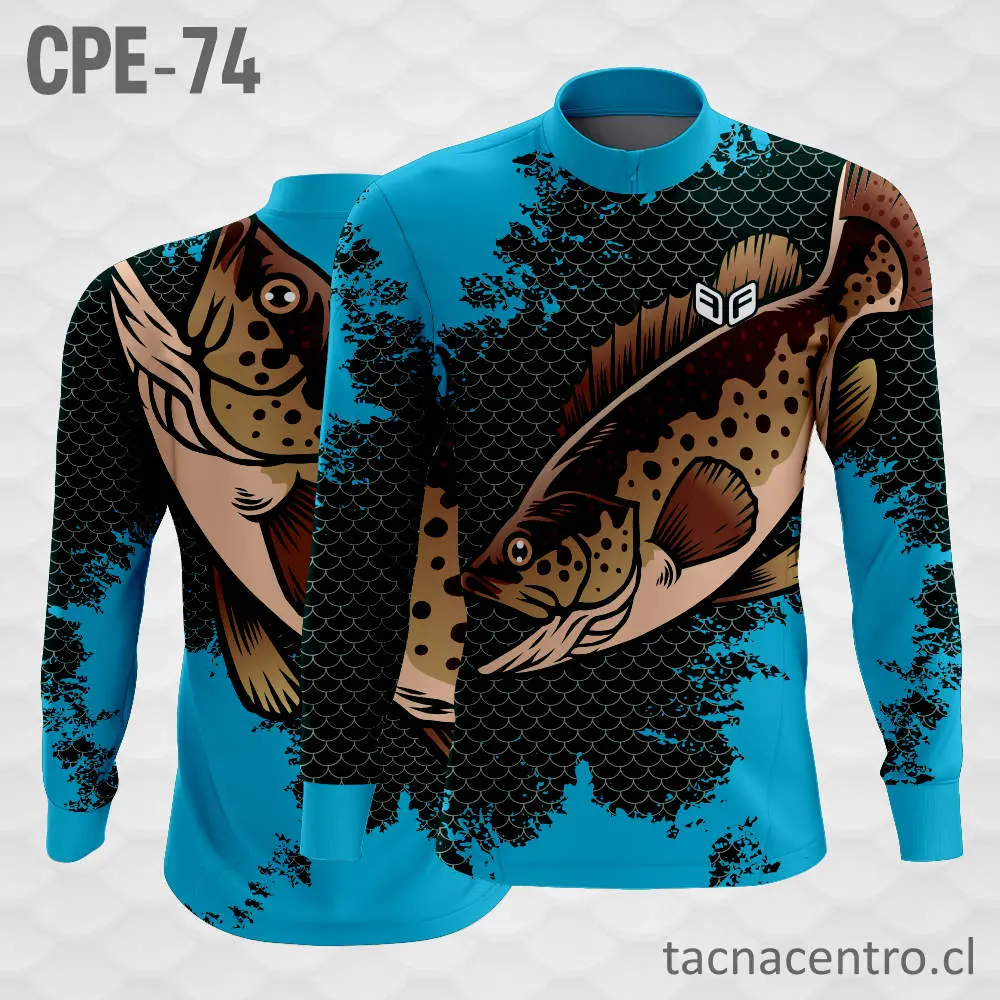 Camiseta de Pesca Celeste Negro