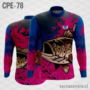 Camiseta de Pesca rosa azul marino