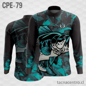 Camiseta de Pesca Negro Turquesa