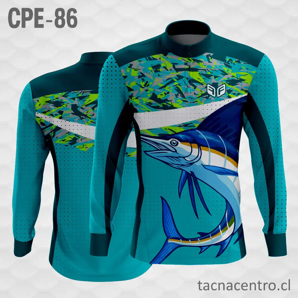 Camiseta de Pesca Verde Manchas de Colores