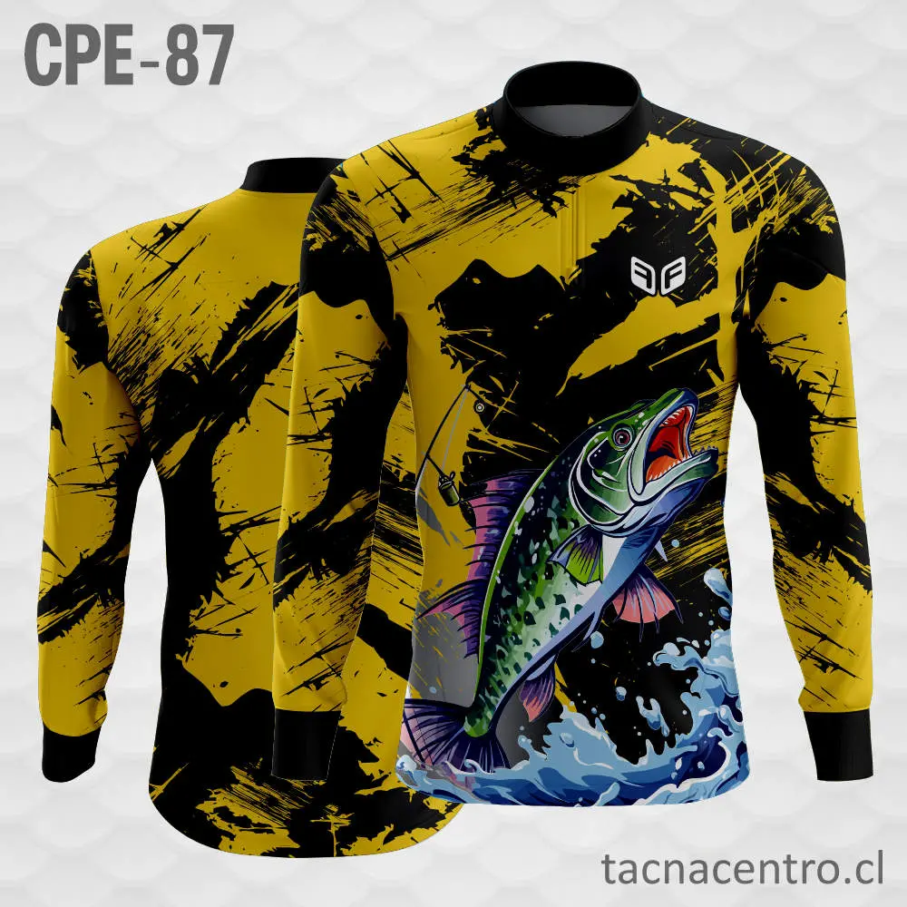 Camiseta de Pesca Amarillo Negro Pez