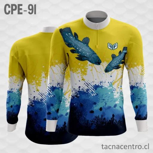 Camiseta de Pesca Dos Peces Amarillo