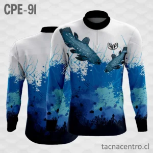 Camiseta de Pesca Dos Peces celeste