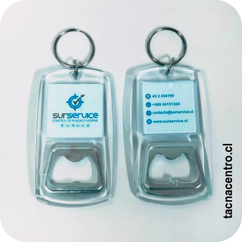 llavero acrilico con destapador personalizado venta por mayor chile