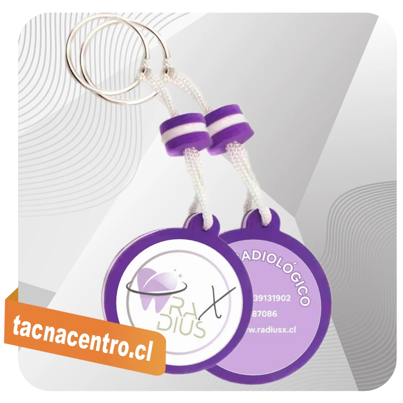 llavero de goma eva  redondo con logo estampado