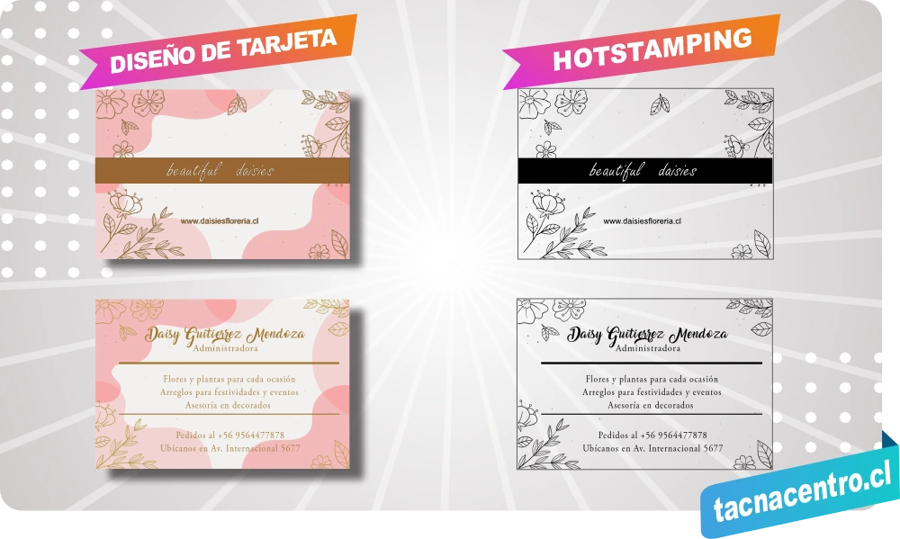 tarjetas de presentacion hot stamping diseño digital chile