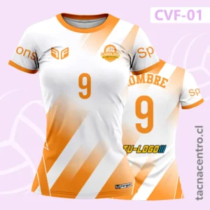 Camisetas de Voleibol blanca con Franjas anaranjadas