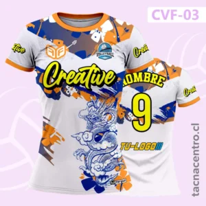 Camiseta de Voleibol Blanca con Flores y Dragón