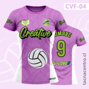 Camiseta de Voleibol Lila Franjas en costados y pelota