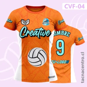 Camiseta de Voleibol naranja Franjas en costados y pelota