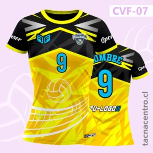 Camiseta de Voleibol Amarilla con negro Pelota y net