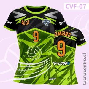 Camiseta de Voleibol verde con negro Pelota y net