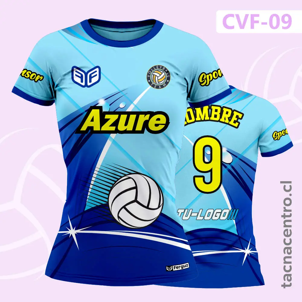 Camiseta de Voleibol Azul Celeste con Pelota