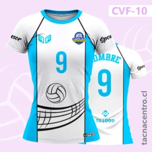Camiseta de Voleibol celeste Costados Franjas blancas