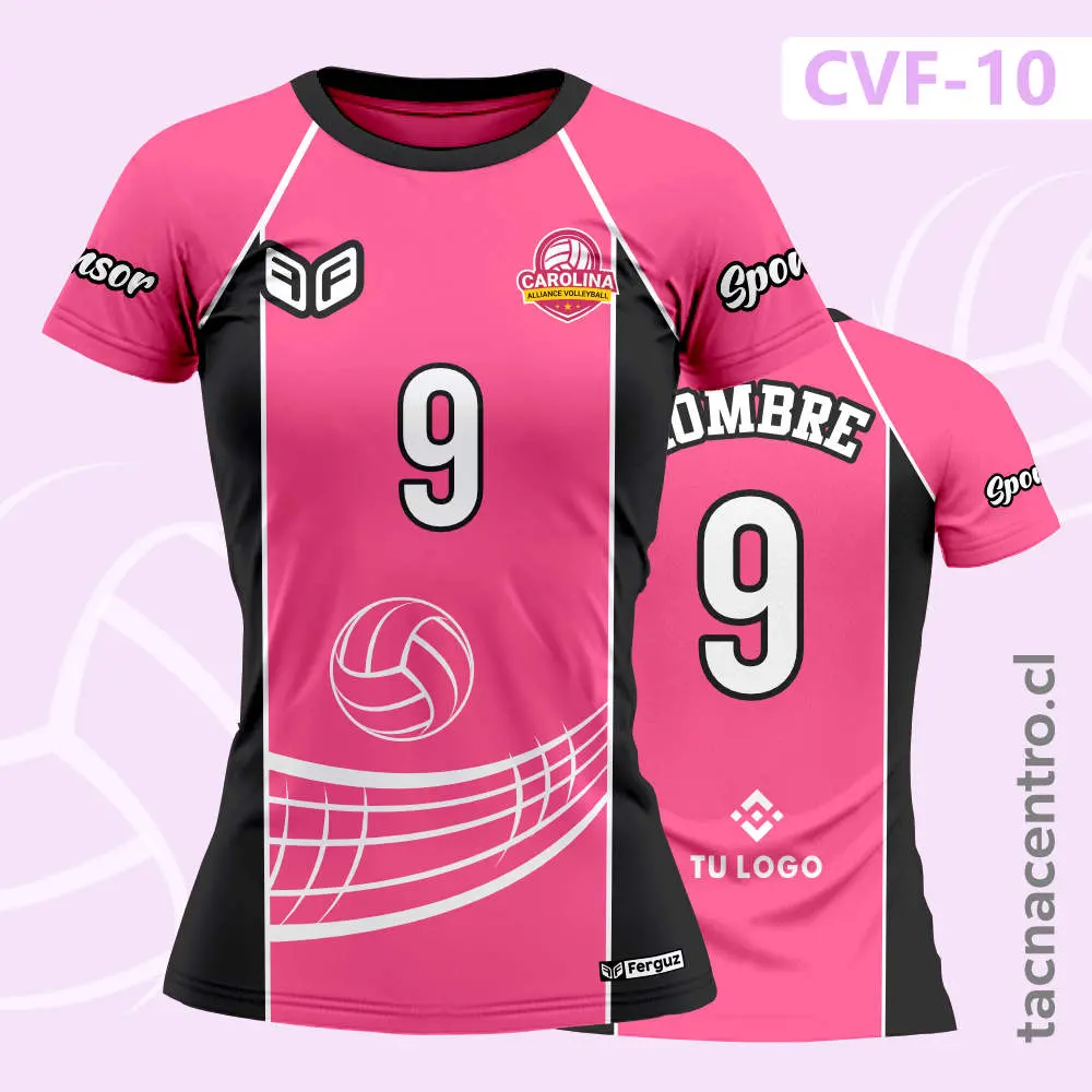 Camiseta de Voleibol Rosada Costados Franjas negras