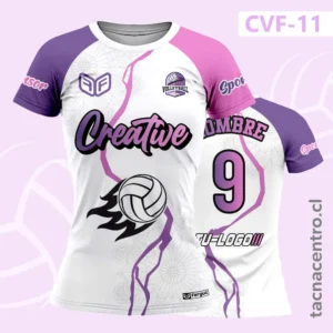 Camiseta de Voleibol morado blanco Grieta Pelota en llamas