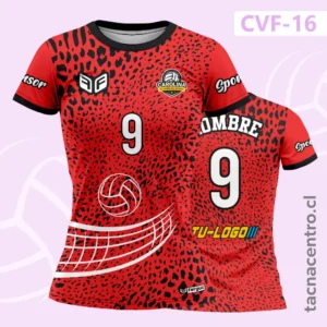 Camiseta de Voleibol rojo animal print con Pelota