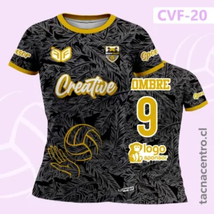 Camisetas de Voleibol Personalizadas 20 Camiseta de Voleibol Patrón con plumas Negro y Dorado