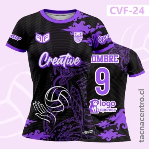 Camiseta de Voleibol Cobra Negro con Lila
