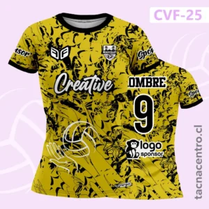 Camiseta de Voleibol Camuflaje Negro con amarillo