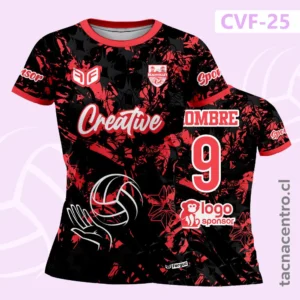 Camisetas de Voleibol Personalizadas 10 Camiseta de Voleibol Camuflaje Negro con rojo